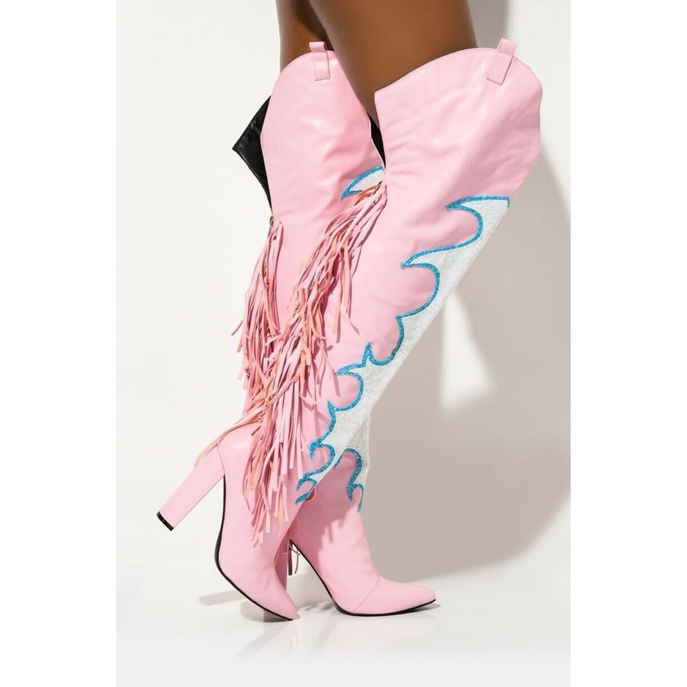 NEVER WORN Cape Robbin Pink Fringe Over the Knee Boots